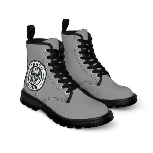 TFG Logo Circle Skull Men's Canvas Boots (Gray)